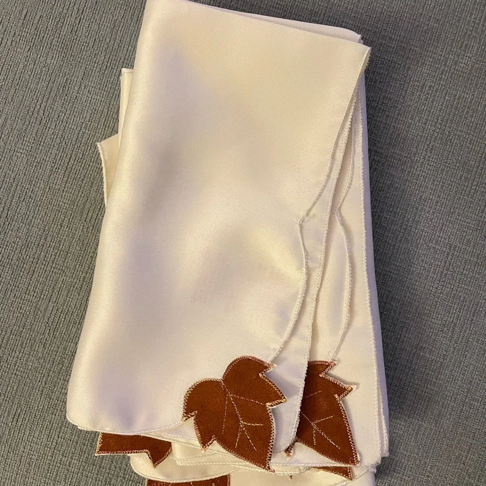 Napkins Cloth Leaf Cream Brown - 5 in set